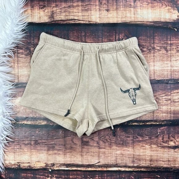 Pants - RELISTED  Cowgirl Comfy Steer Skull Sweat Shorts